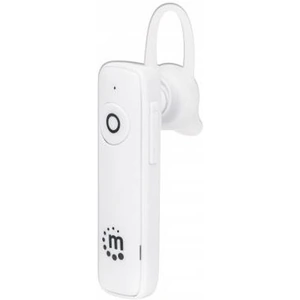 View product details for the Manhattan Single Ear Bluetooth Headset (Limited Promotion) Omnidirectional Mic Integrated Controls White 10 hour usage time Range 10m USB-A charging cable included Bluetooth v4.0 3 year warranty Boxed