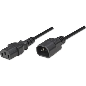 Manhattan Power Cord/Cable C14 Male to C13 Female (kettle lead) Monitor to CPU 1.8m 10A Black Lifetime Warranty Polybag