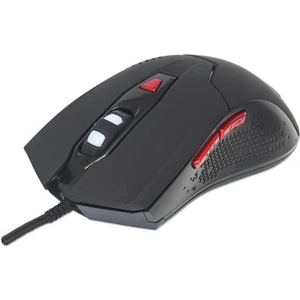 Manhattan Wired Optical Gaming USB-A Mouse with LEDs 480 Mbps (USB 2.0) Six Button Scroll Wheel 800-2400dpi Black with Red Buttons Three Year Warranty