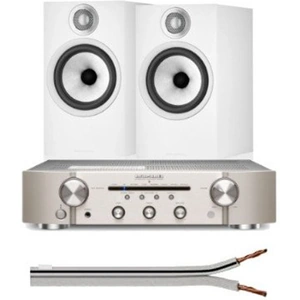 Marantz PM6007 Integrated Amplifier Silver Gold With Bowers & Wilkins 607 S2 Anniversary Edition Bookshelf Speakers (Pair) White
