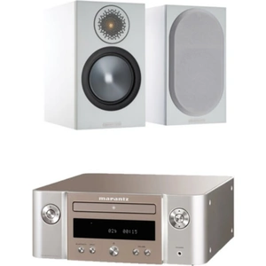 Marantz MCR612 HiFi Network System Silver with Monitor Audio Bronze 100 Bookshelf Speakers White