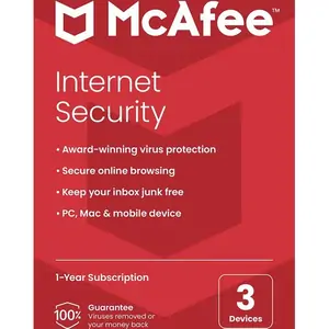 MCAFEE Internet Security - 1 year for 3 devices