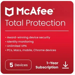 MCAFEE Total Protection - 1 year for 5 devices (download)