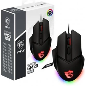 MSI CLUTCH GM20 ELITE Optical Gaming Mouse '6400 DPI Optical Sensor 6 Programmable button Dual-Zone RGB Ergonomic design OMRON Switch with 20+ Million Clicks Weight Adjustable Red LED'