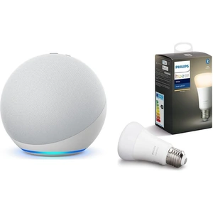 Philips Echo (4th Gen) & E27 White Bluetooth LED Bulb Bundle - Glacier White, White