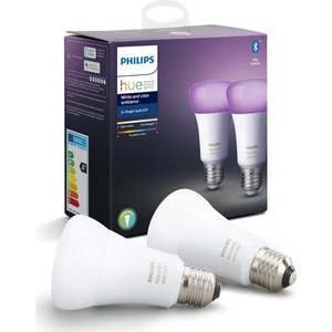PHILIPS HUE Hue White & Colour Ambiance Bluetooth LED Bulb - E27, Twin Pack, White