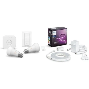 Philips Hue White & Colour Ambiance Smart Lighting Starter Kit, Bridge, Switch & LED Lightstrip Plus Bundle - E27, 2 m, White
