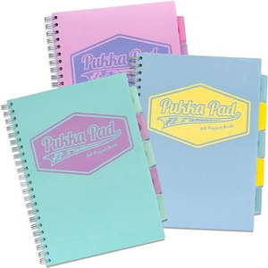 Pukka Pad A4 Wirebound Polypropylene Cover Project Book 200 Pages Pastel Blue/Pink/Mint (Pack 3) - 8630-PST