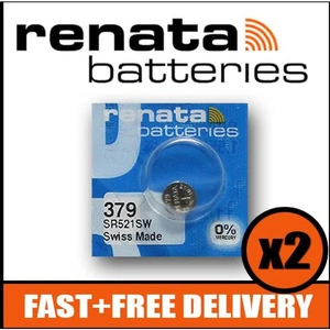 Bundle of 2 x Renata 379 Watch Battery 1.55v SR521SW + Quzo Belgian Chocolate - Official Renata Watch Batteries