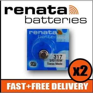 Bundle of 2 x Renata 317 Watch Battery 1.55v SR516SW + Quzo Belgian Chocolate - Official Renata Watch Batteries