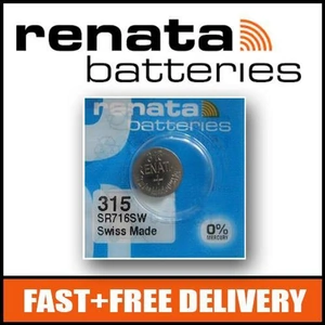 1 x Renata 315 Watch Battery 1.55v SR716SW - Official Renata Watch Batteries