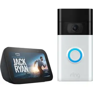 Ring Video Doorbell (Satin Nickel) & Amazon Echo Show 5 Smart Display Bundle, Silver/Grey