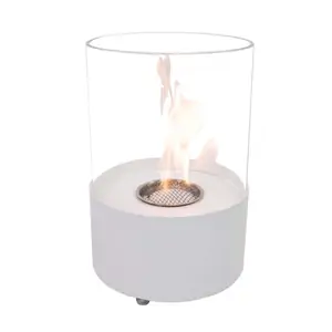 ScandiFlames Round Table Fireplace - White