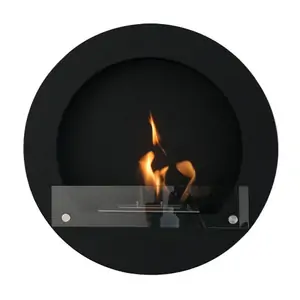 ScandiFlames Round Black Bioethanol Fireplace