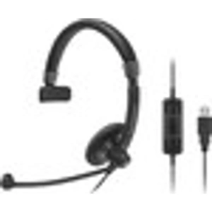 Sennheiser SC 130 USB Wired Over-the-head Mono Headset - Black, White - Supra-aural - 20 Hz to 20 kHz - Noise Cancelling Microphone - USB