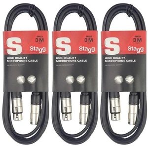 View product details for the Stagg S-Series SMC3 XLR Microphone Cable - 3 m, Black, Pack of 3