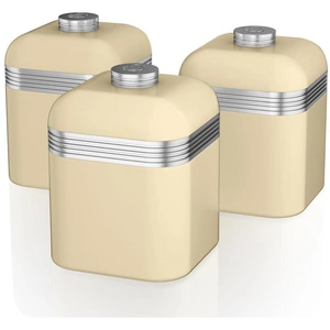 Swan Retro SWKA1020CN 1-litre Canisters - Cream, Pack of 3