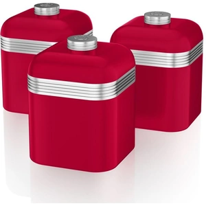 Swan Retro SWKA1020RN 1-litre Canisters - Red, Pack of 3