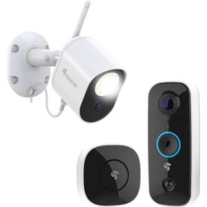 TOUCAN B200TSLC Wireless Video Doorbell with Chime & WiFi Security Camera Bundle, Black,White