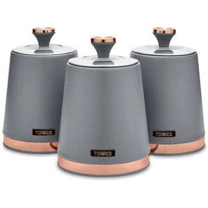 Tower Cavaletto Grey & Rose Gold Set Of 3 Canisters (T826131GRY)