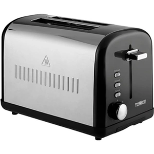 Tower T20014BL 2 Slice Toaster Silver Black