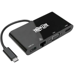 Tripp Lite U444-06N-HV4GUB USB-C Multiport Adapter - 4K HDMI VGA USB 3.x (5Gbps) Hub Port GbE HDCP Black