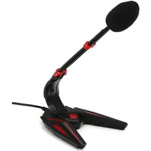 Varr Gaming 3.5mm Microphone with Stand Adjustable 180 Control panel (on/off volume and backlight) Microphone sensitivity -582dB and omnidirectional 3.5mm connection jack Black/Red Cable 1.5m