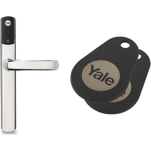 Yale SD-L1000-CH Conexis L1 Smart Door Lock & Twin Pack Connected Key Tag Bundle, Silver/Grey